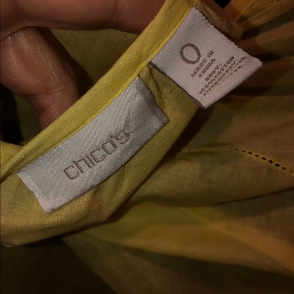Chico’s canary yellow embroidered blouse size 0 - Picture 8 of 8